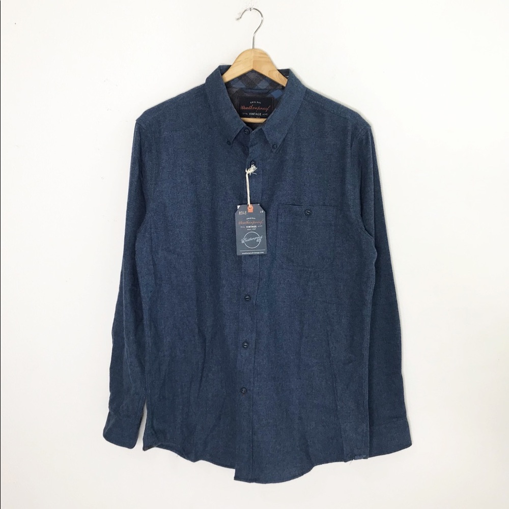 NWT Weatherproof Men’s Blue Soft Flannel Shirt - Picture 3 of 7